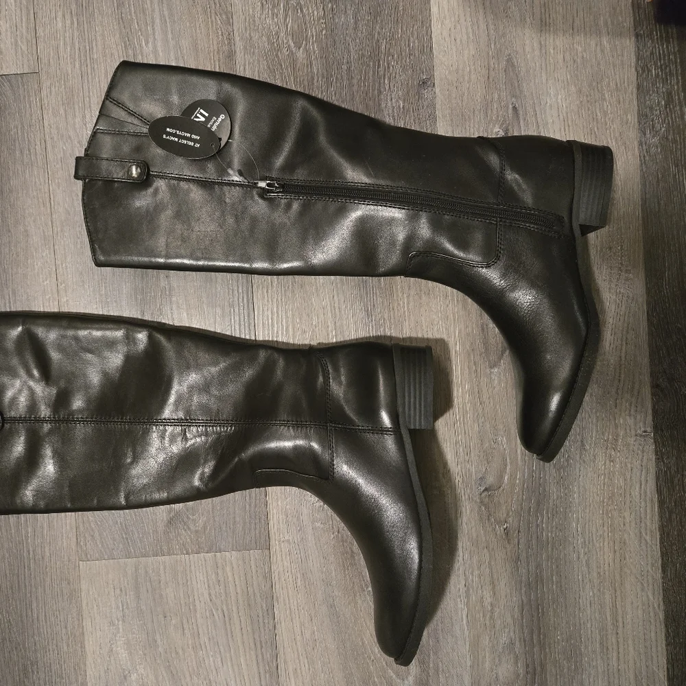 INC Fawne Black Tall Riding Boots Womens Size 9.5M Knee High NWT Retail $185